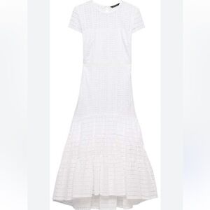 BANANA REPUBLIC WOMENS WHITE EYELET MIDI DRESS 2